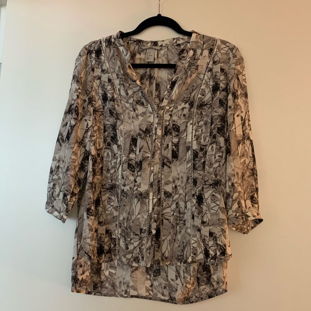 Abstract Patterned Button Down Blouse